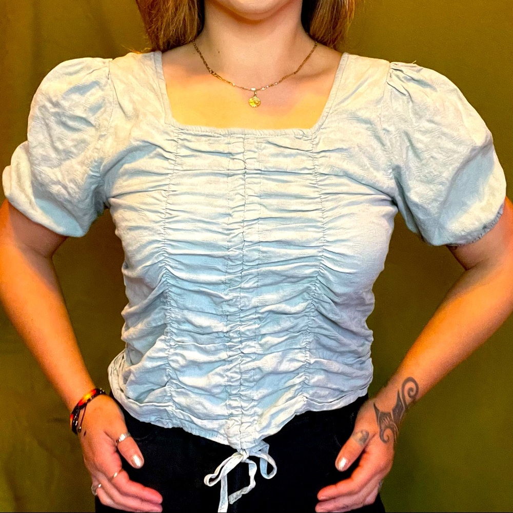 “Loveriche” summer bohemian top, size M, baby blue color.